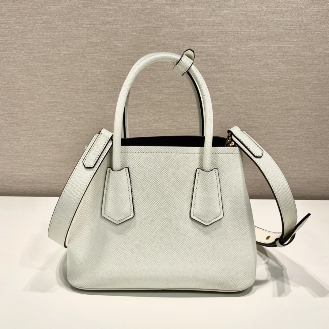 Prada Double Saffiano Leather Mini Bag Shoulder Bag White 1BG443